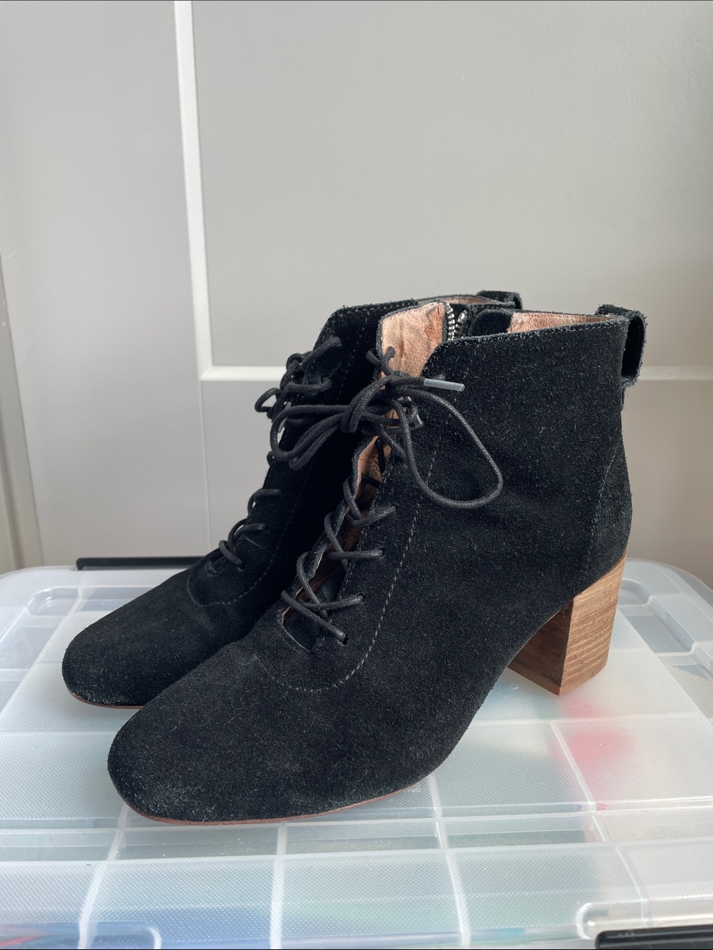Madewell Suede Heeled Lace-up Boots size 7